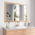 Amorho 40x30 in Bathroom Mirror with Oak Wood Grain Frame - Clear