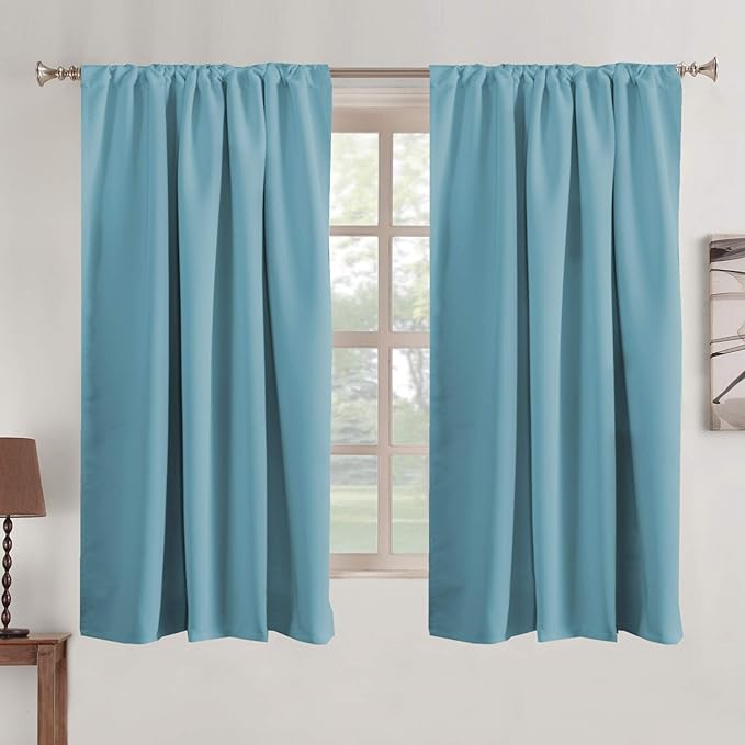 Turquoize Aqua Blackout Curtains for Room Darkening and Insulation