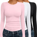 Womens Long Sleeve Crop Tops 3 Pack - Slim Fitted Fall Basics AUTOMET