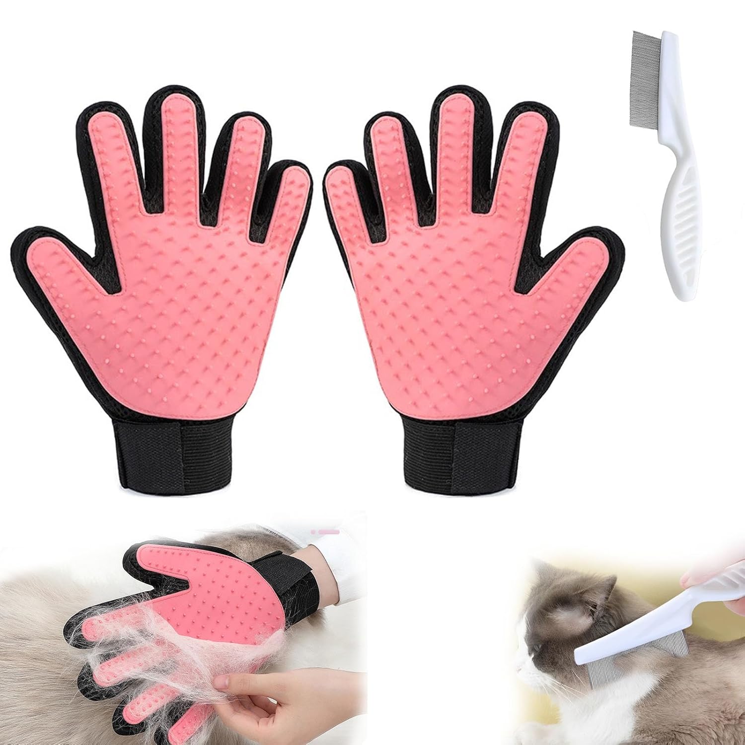 BITTONE Gentle Pet Grooming Gloves