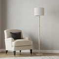 Retro Farmhouse Floor Lamp 62 in Washed White - Cozy Linen Shade
