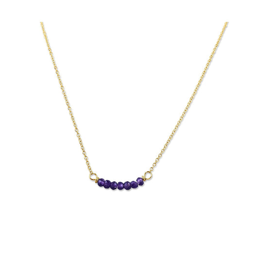 Jewelry Birthstone Bar Necklace for Women, Gold Amethyst Gift