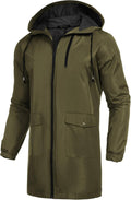 COOFANDY Men's Long Raincoat Lightweight Waterproof Jacket - Hooded