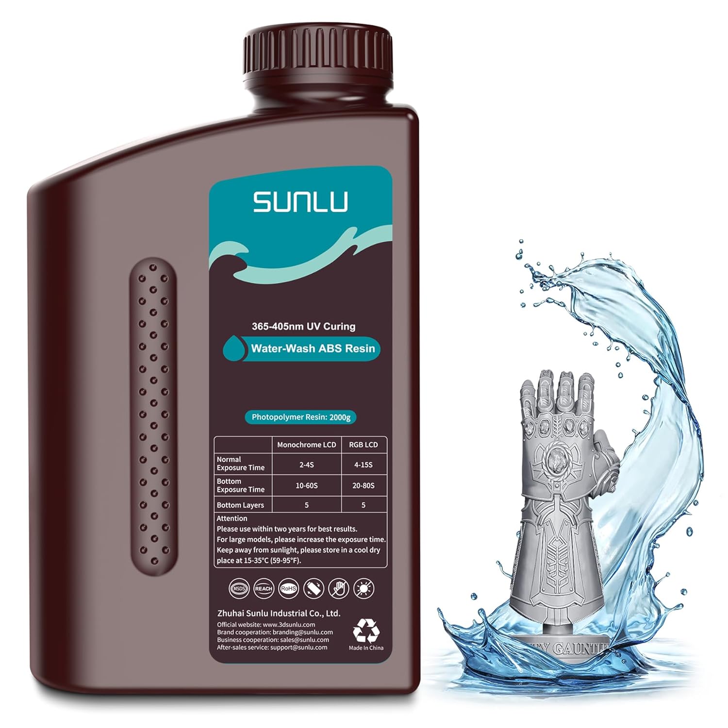 SUNLU 2000g Water-Wash ABS Resin for High Precision 3D Printing