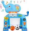 KIZZYEA Toddler Basketball Hoop & Soccer Goal - Interactive Elephant
