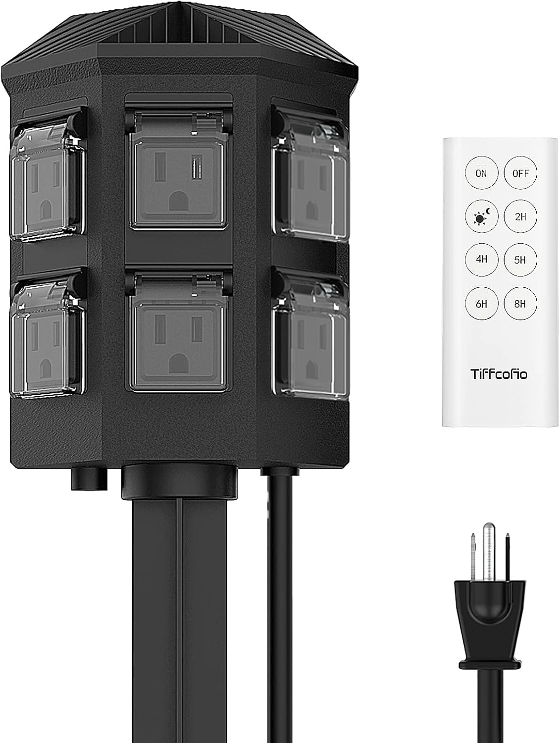 TiFFCOFiO Outdoor Power Stake Timer with Remote Control Features