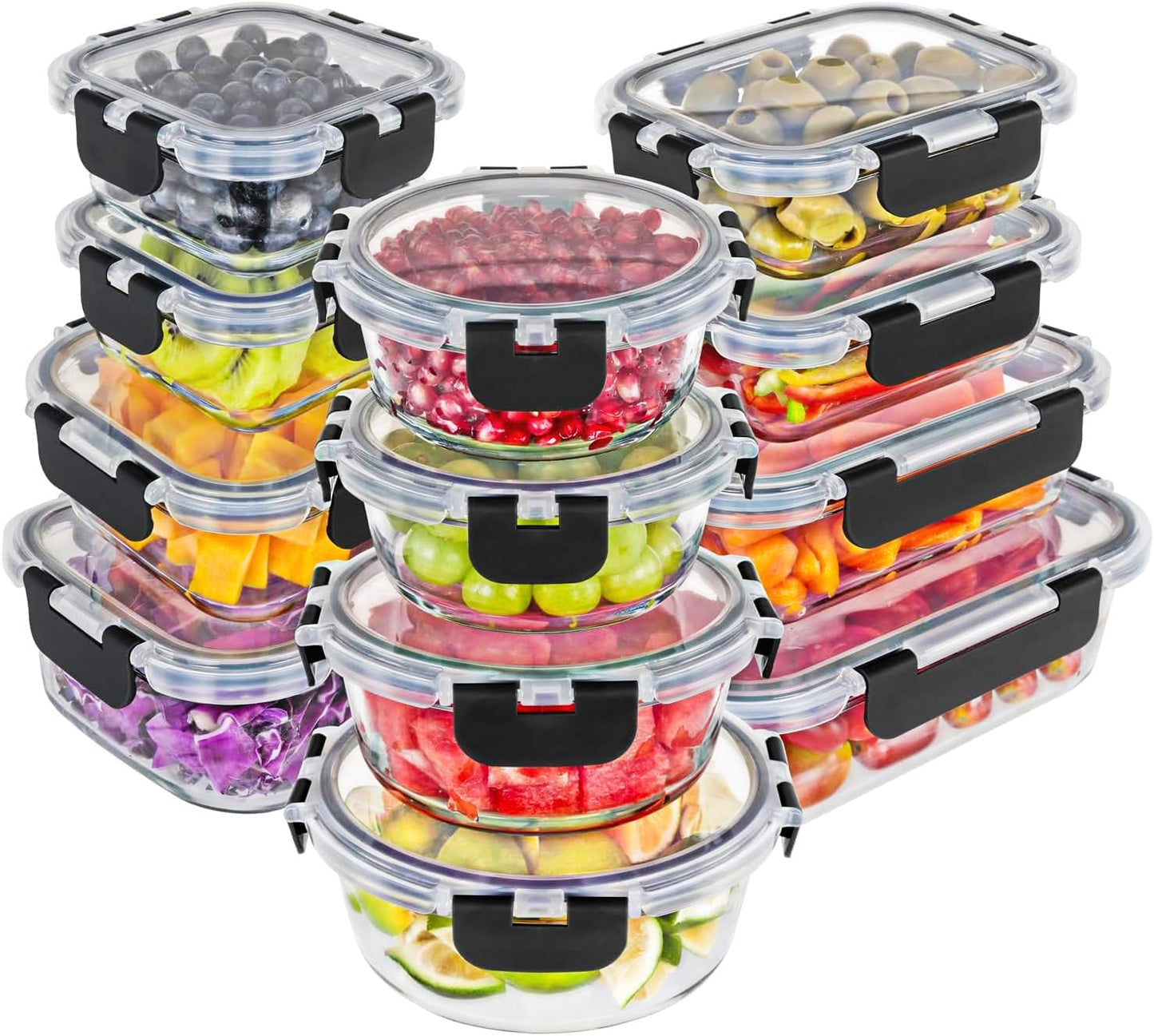 Premium Borosilicate Glass Food Storage Containers Set - 24pc