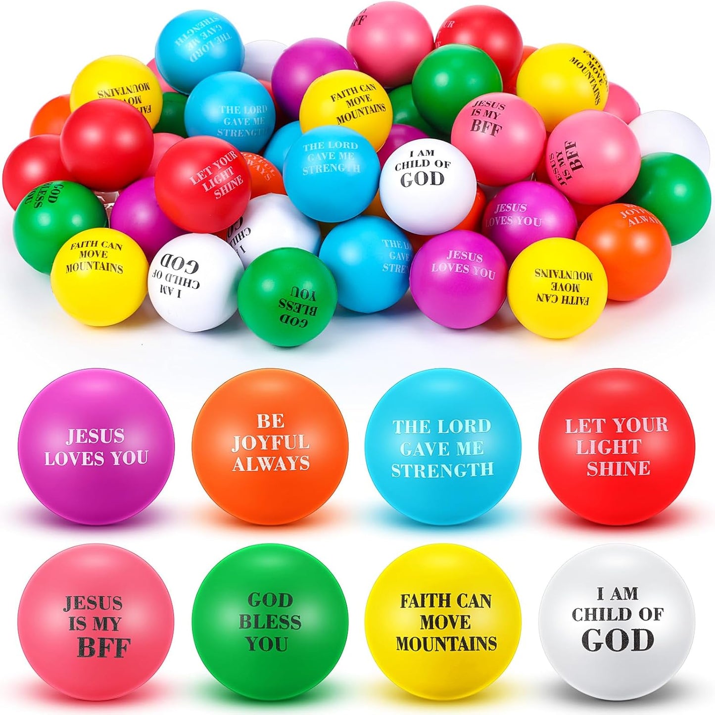 96 Pcs Christian Stress Balls for Kids and Adults - Fun Relief