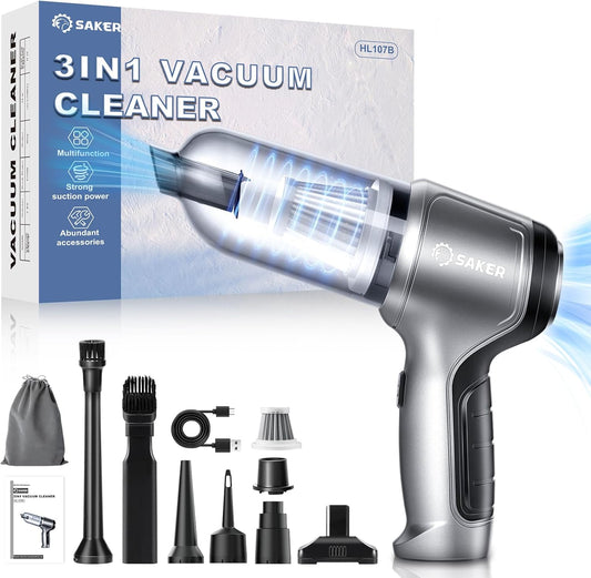 Saker 3-in-1 Cordless Car Vacuum - 15000PA Power