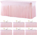 6 Pack Spandex Pink Fitted Table Cloth for 8ft Rectangle Tables