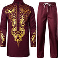 Men's Africa Suit Long Sleeve Dashiki and Pants Set - Classic Tribal