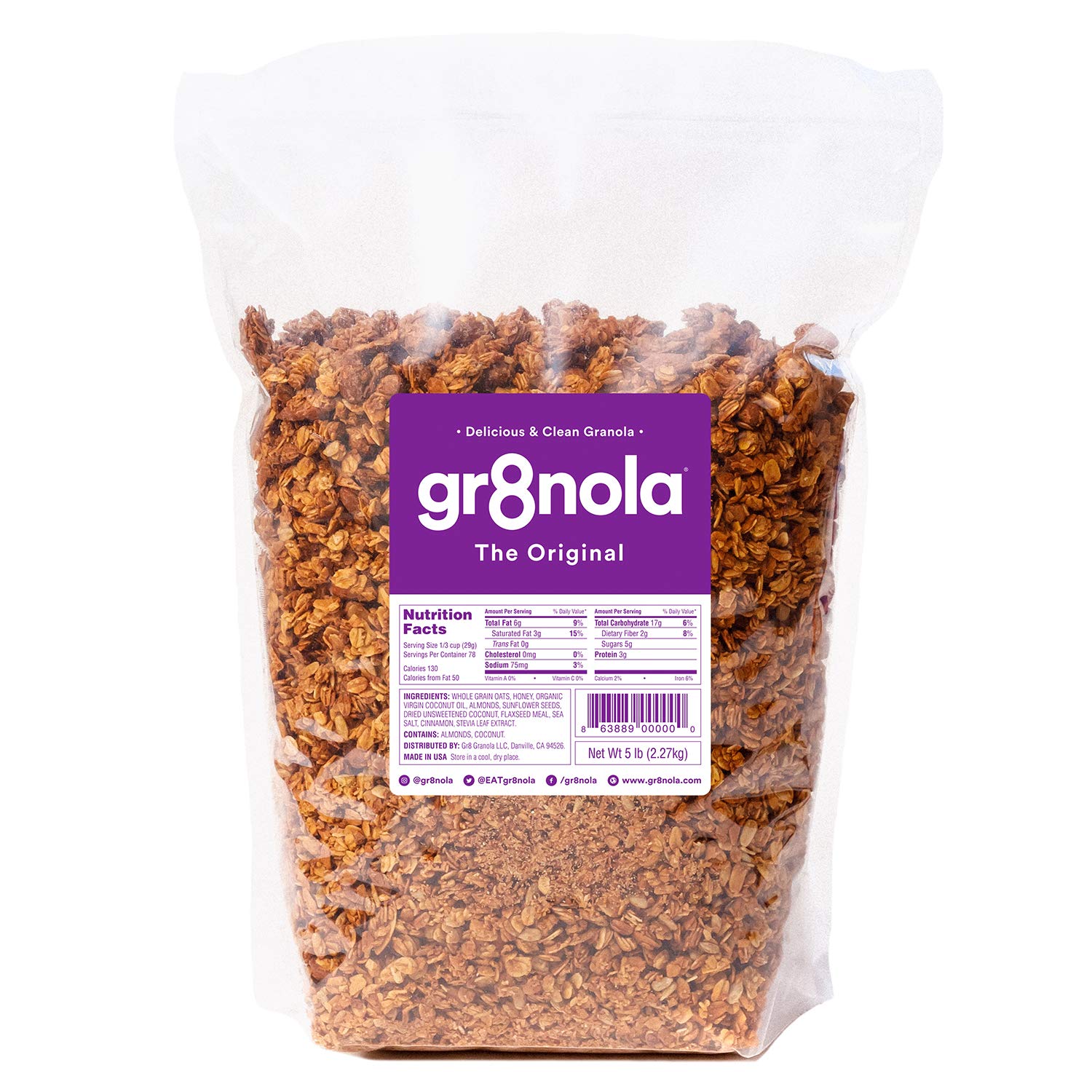 Healthy Low Sugar Granola Cereal with Superfoods and Almonds