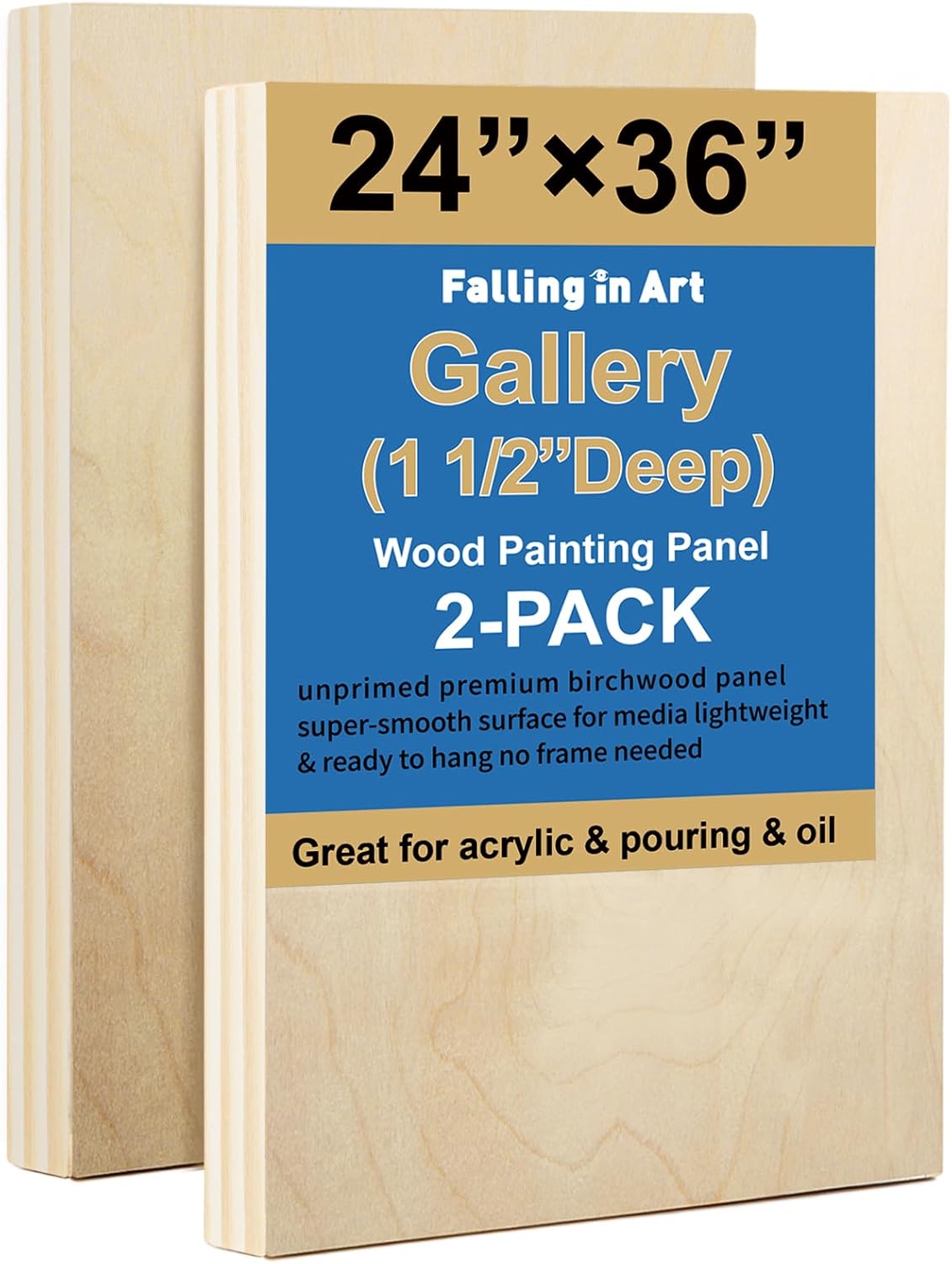 Falling in Art 2 Pack Unfinished Wooden Canvas Panels for Artists