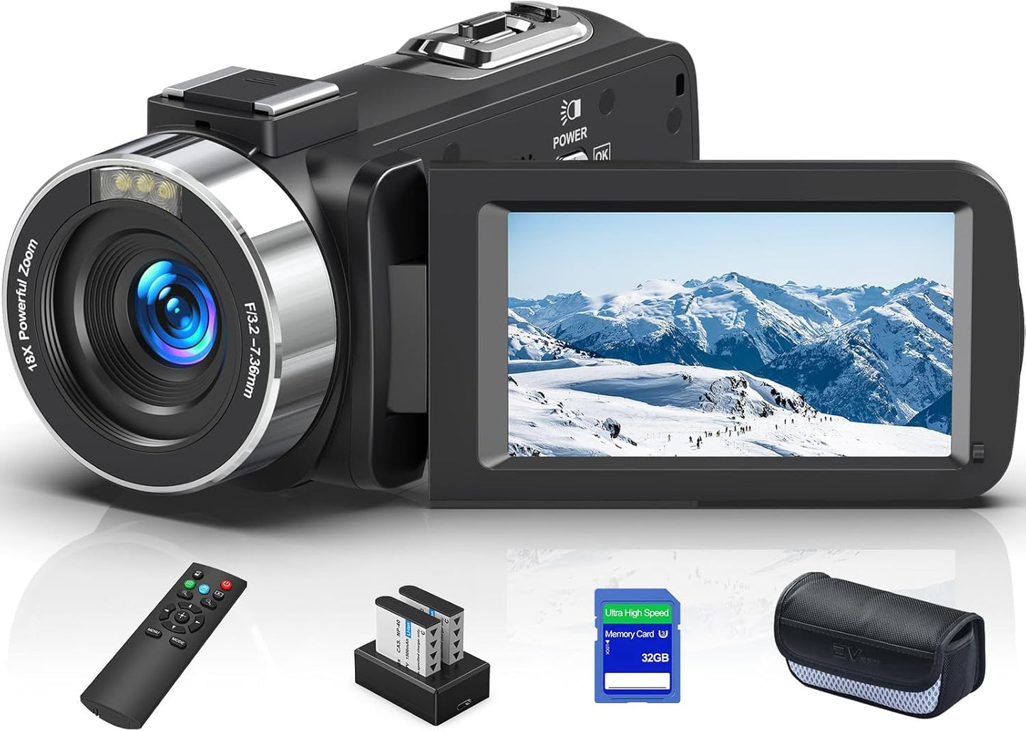 8K 64MP Camcorder: WiFi, Night Vision, Microphone