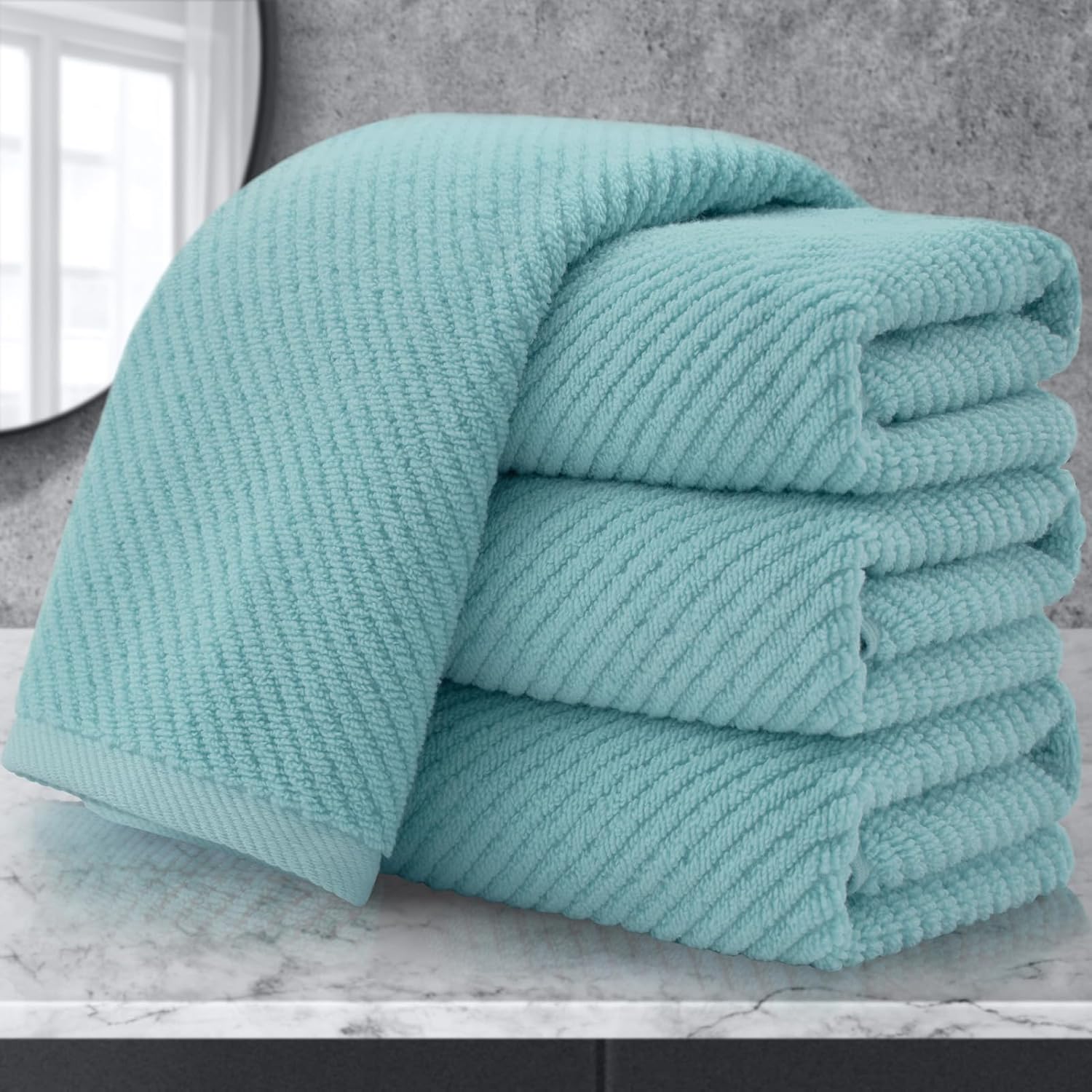 Teal Hand Towels Set of 4 - Soft, Lightweight, Quick Dry