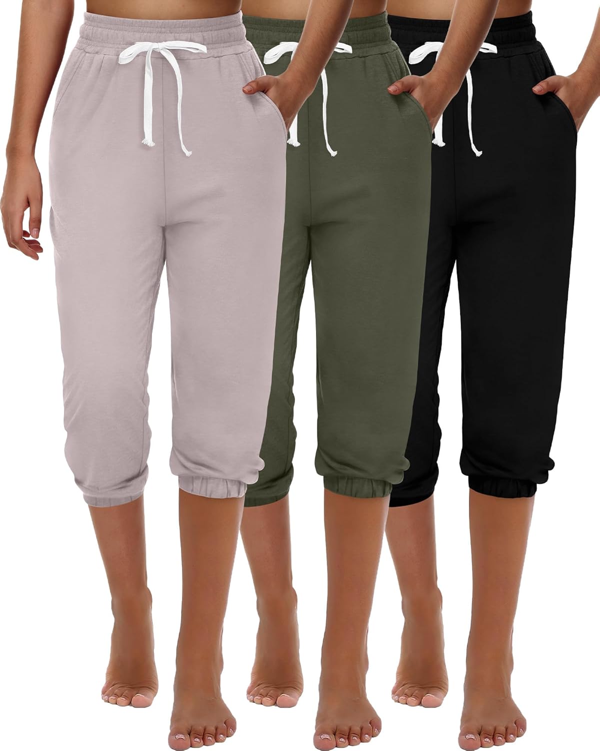 Ficerd Women's Capri Sweatpants Joggers for Summer Casual Wear