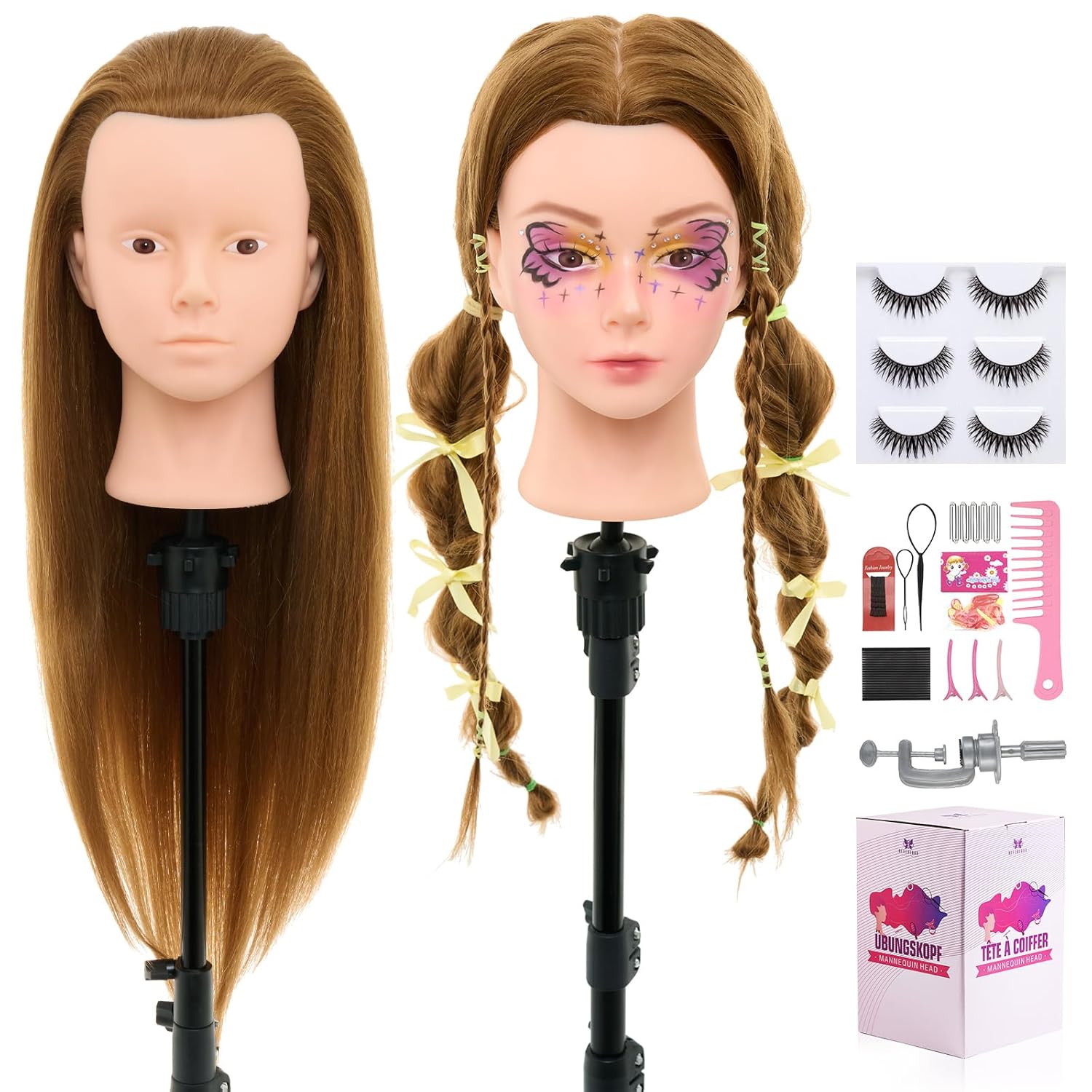 28Inch Mannequin Head with Real Human Hair for Styling