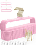 Velvet Pants Hangers 20 Pack - Slim Non-Slip Pink Closet Saver