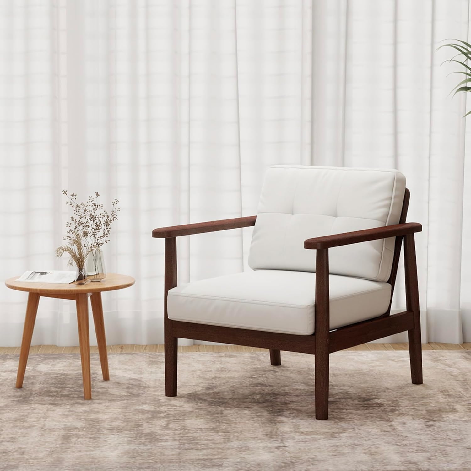 Mid Century Accent Chair - White Faux Leather