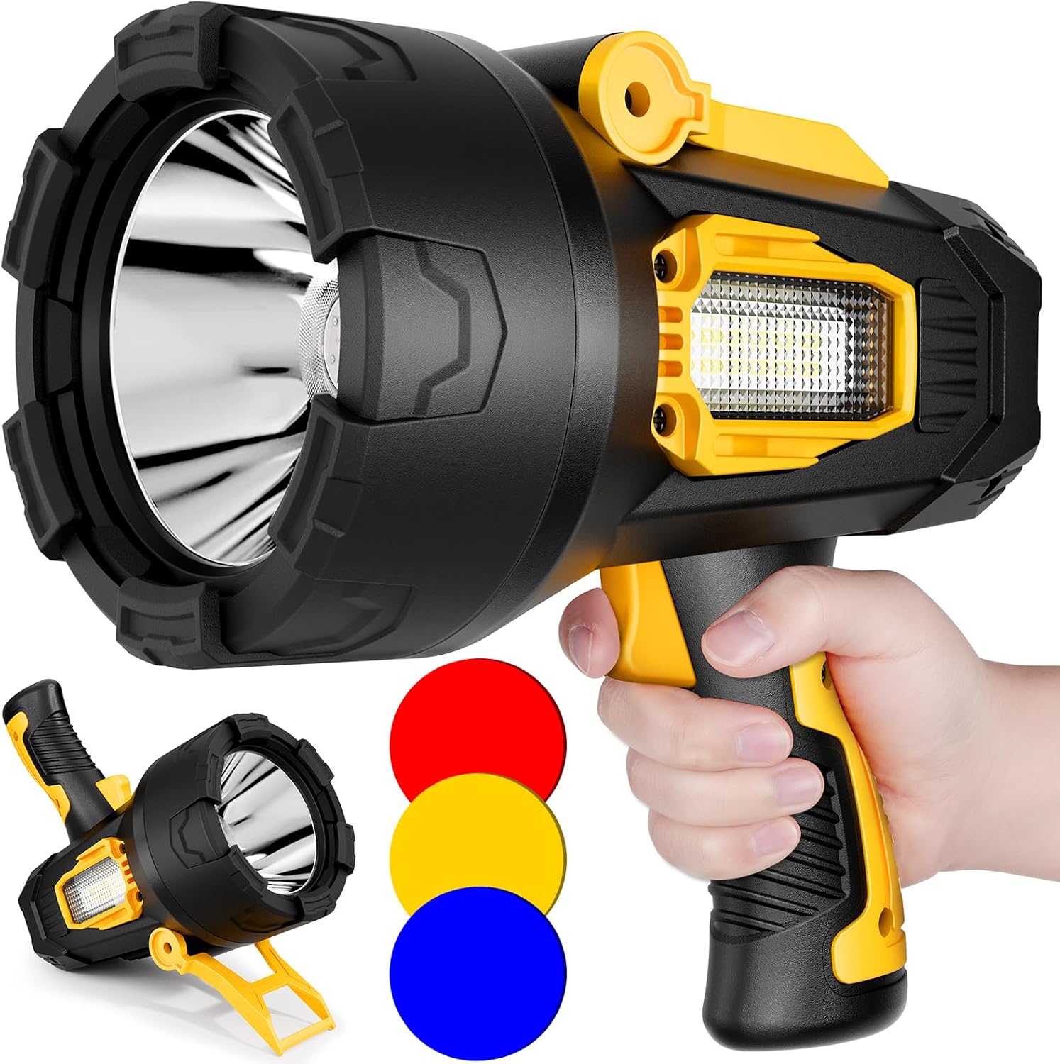 Rechargeable Spotlight with 990000 Lumens for Outdoor Use