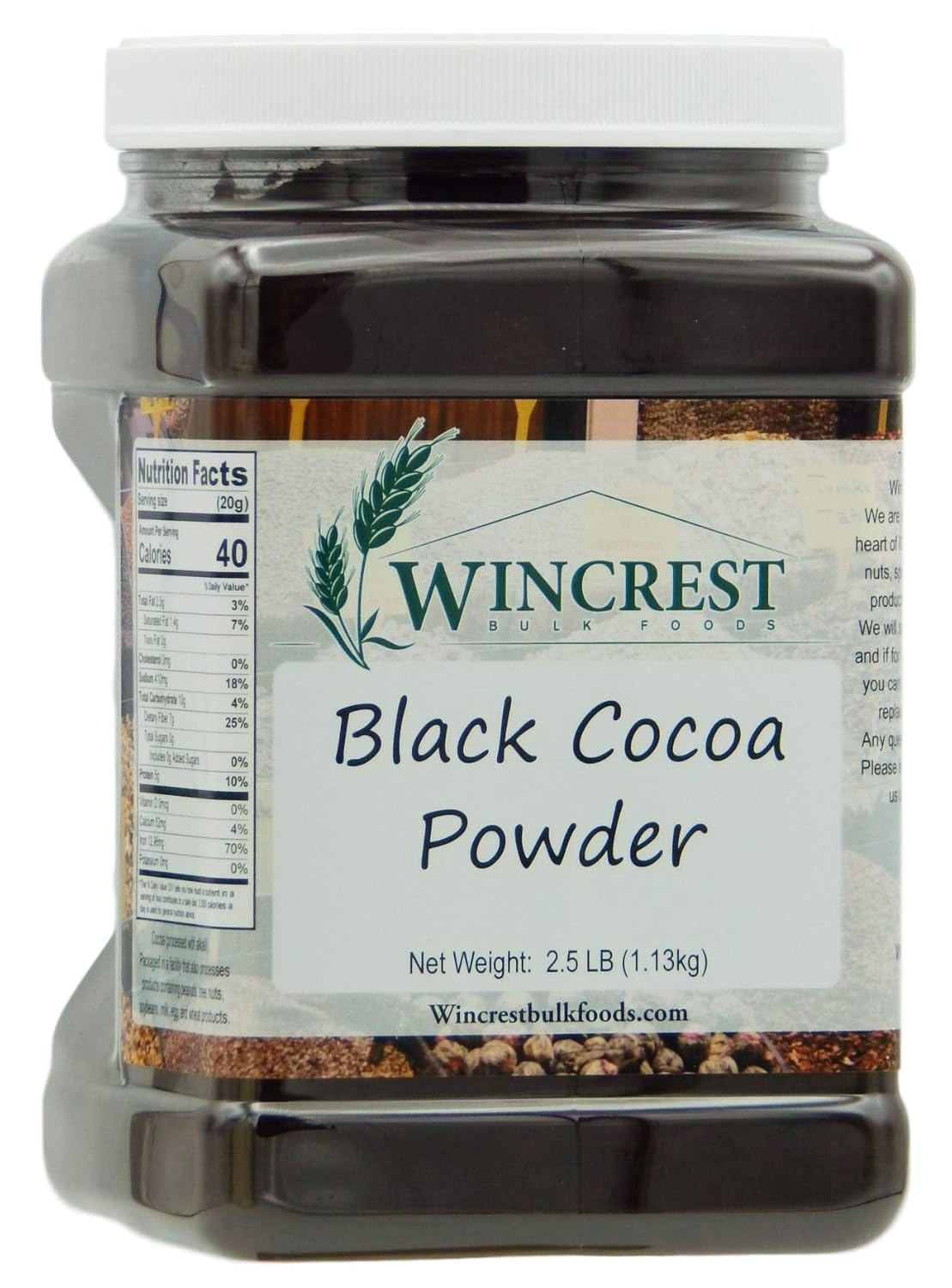 Premium Black Cocoa Powder for Baking and Desserts - 2.5 Lb Tub