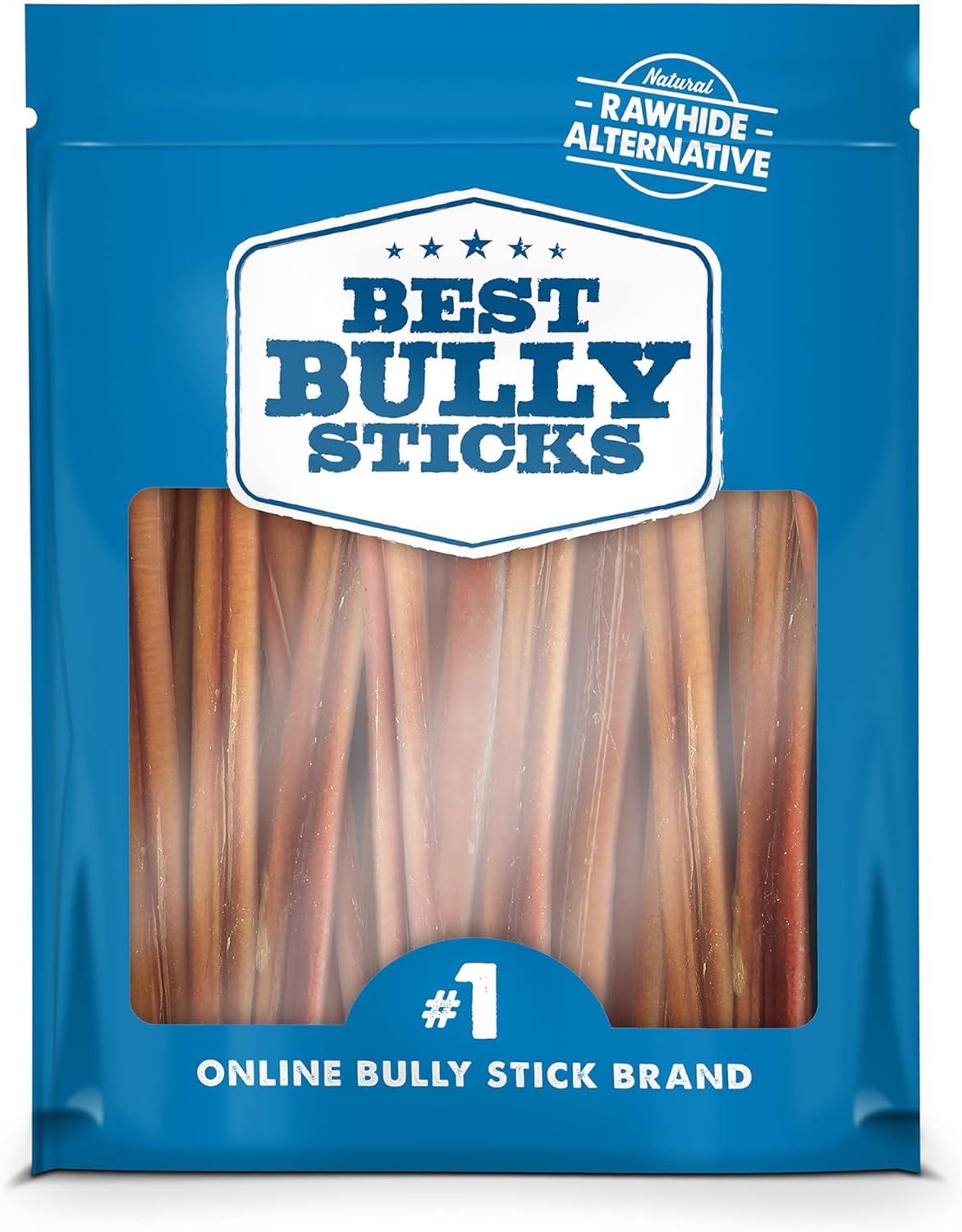 Natural 6 Inch Bully Sticks for Dogs - 50 Count Pack