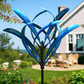 LimeHill Wind Spinner for Yard and Garden - Large Blue Magnolia Accent