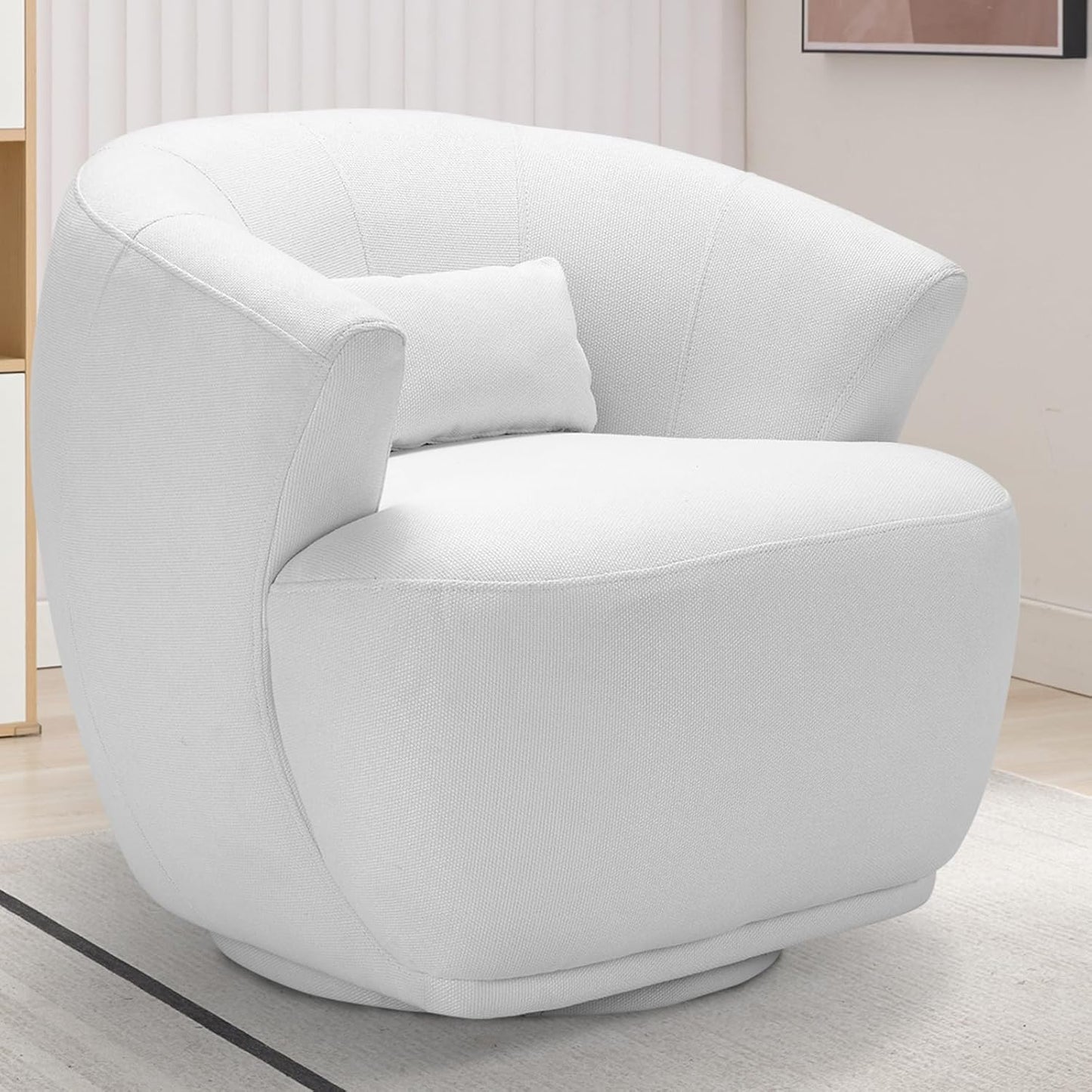 CANMOV 360 Swivel Round Chair - Modern White