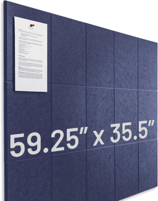 Large Felt Wall Tiles for Office Decor | 15 Pack of 59x36 in