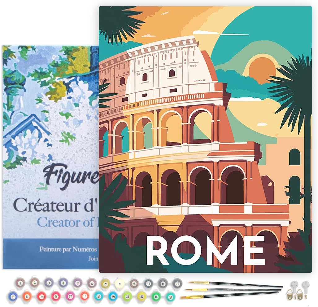 Figured'Art Paint by Numbers for Adults - Travel Poster Rome