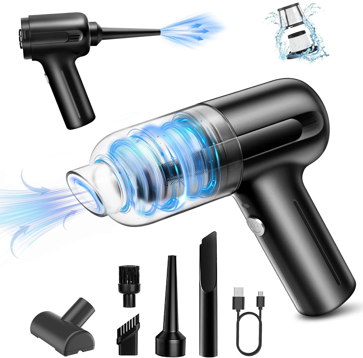 Powerful 2-in-1 Car Vacuum - Cordless & Rechargeable