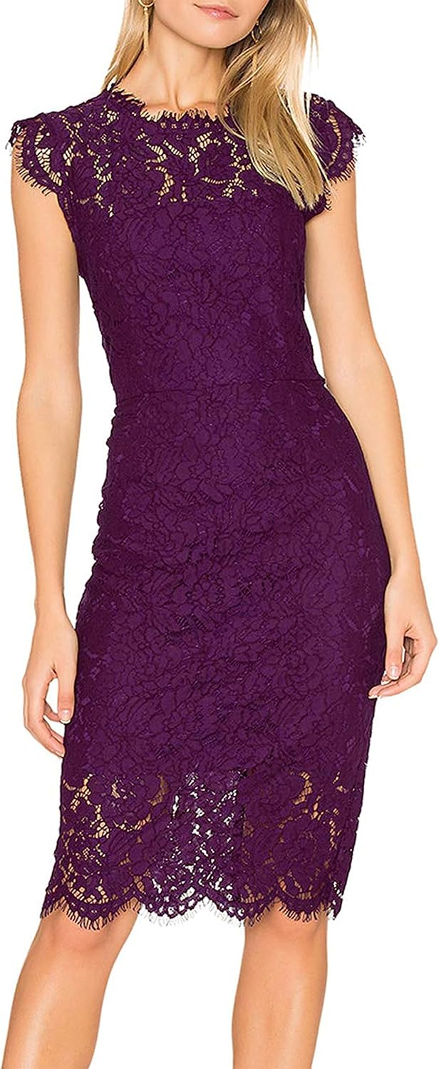 Elegant Lace Floral Cocktail Dress for Women by MEROKEETY