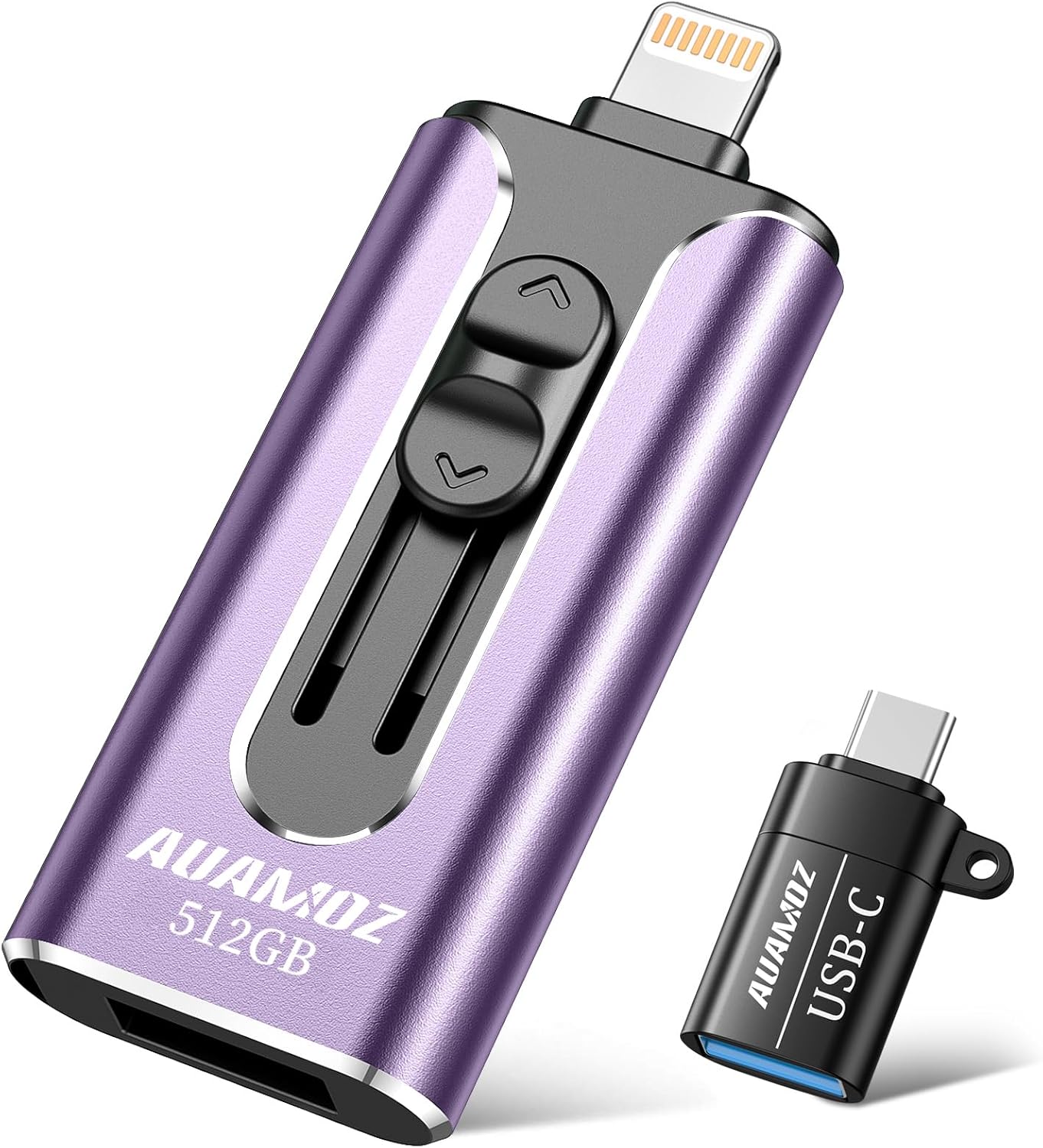 512GB iPhone Memory Stick, Photos & Videos Backup, Plug and Play (Light Purple)