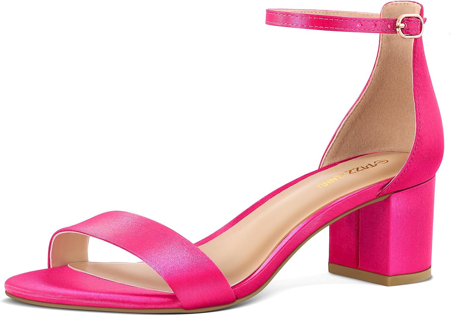 PIZZ ANNU Women's Comfortable Open Toe Ankle Strap Heels