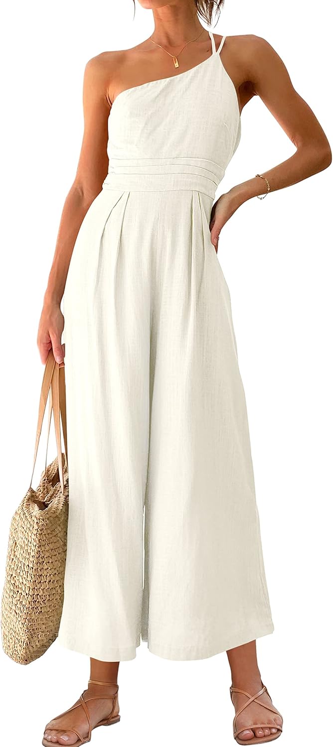 Stylish One Shoulder High Waist Jumpsuit for Summer Outings