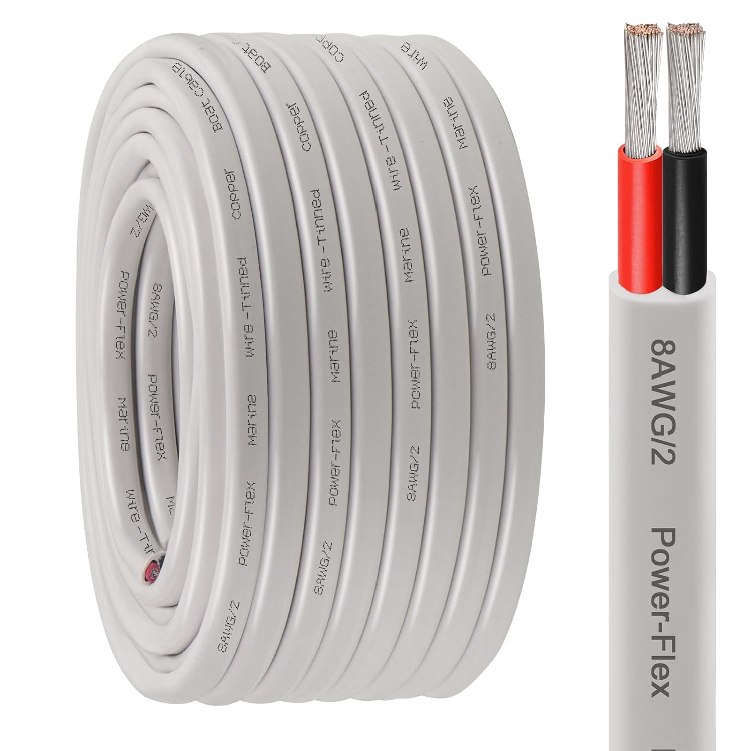 8 Gauge Duplex Marine Wire for Boats and Automotive Use