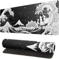 Black and White Japanese Wave Dragon Gaming Mouse Pad - Large Desk Mat