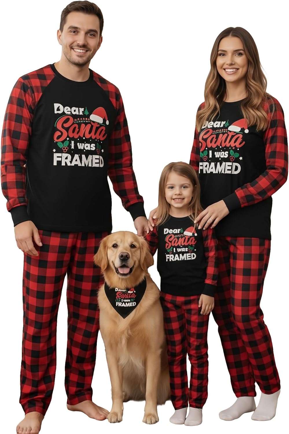 Matching Family Pajamas Sets for Christmas with Plaid Design
