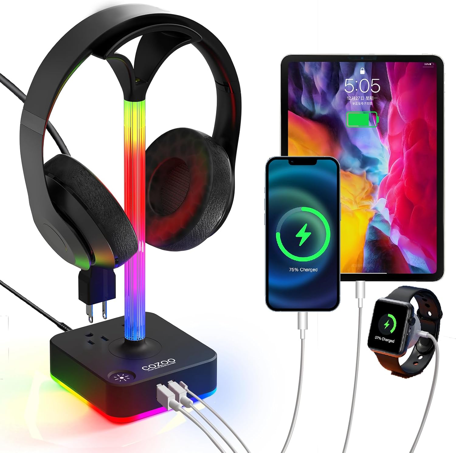 Cozoo RGB Headset Stand: Charge + Illuminate!