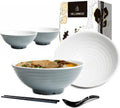 4 Ramen Bowls 12-piece Pho Set - Durable 37 oz Melamine Dinnerware