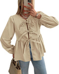 Trendy Women's Peplum Blouse by PRETTYGARDEN for Casual Outings