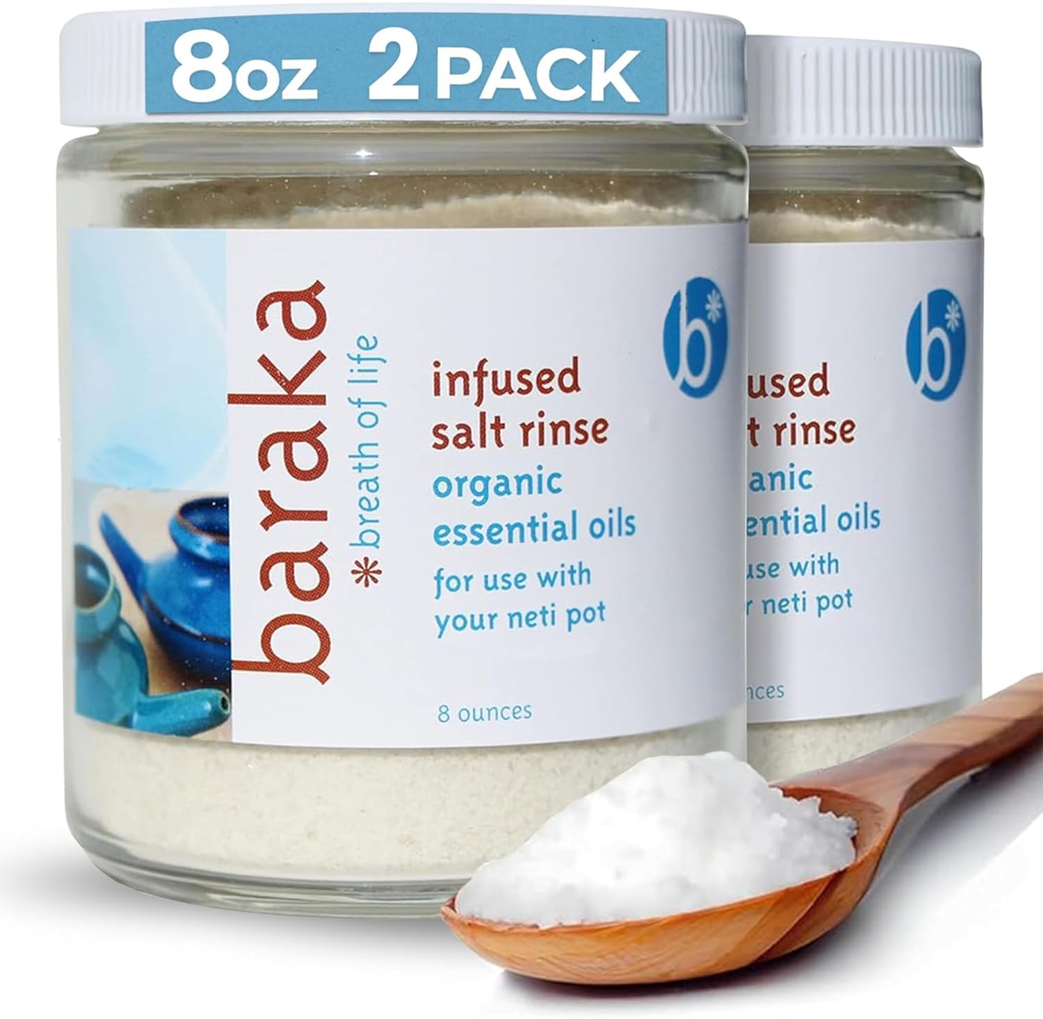Baraka Infused Sea Salt Neti Pot for Effective Sinus Relief