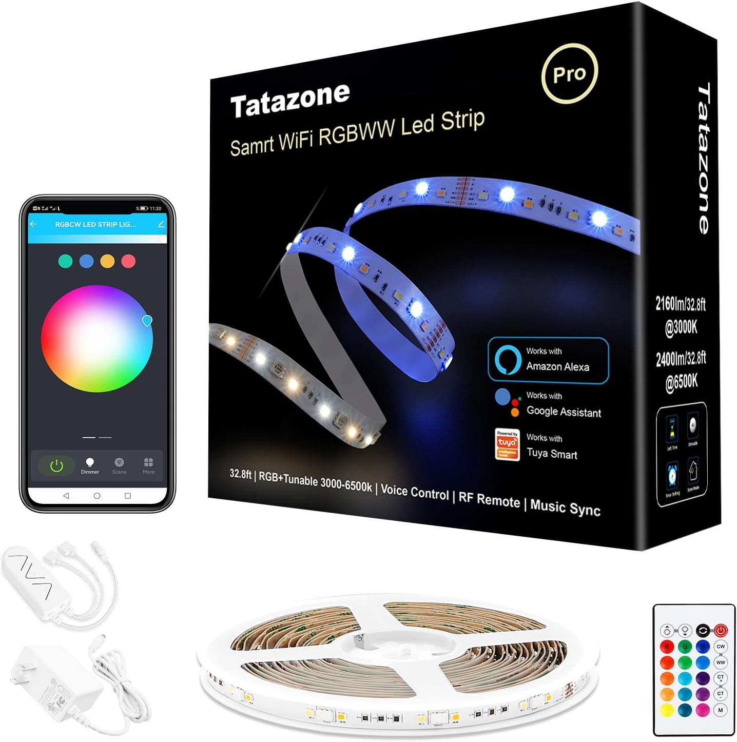 RGBWW Smart LED Strip Lights for Color Changing Home Decor