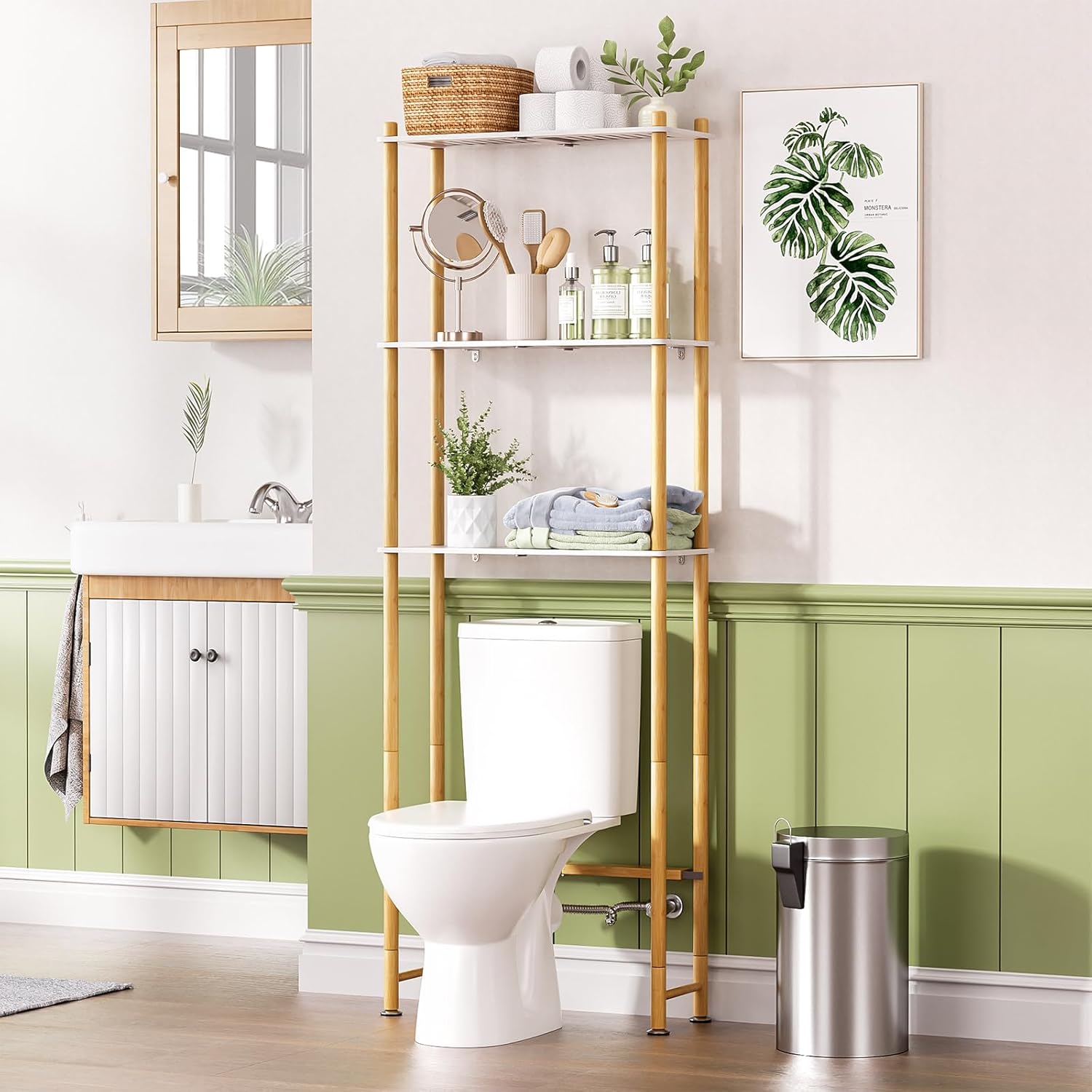 Bamboo Over The Toilet Storage Shelf for Space Saving Needs