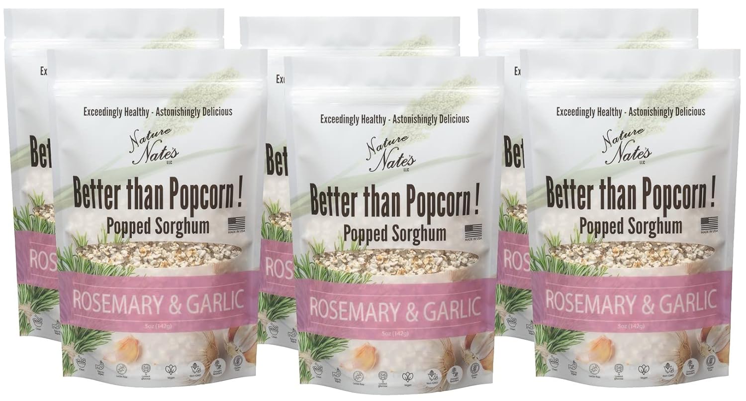 Nature Nates Popped Sorghum with Rosemary & Garlic - Healthy Snack