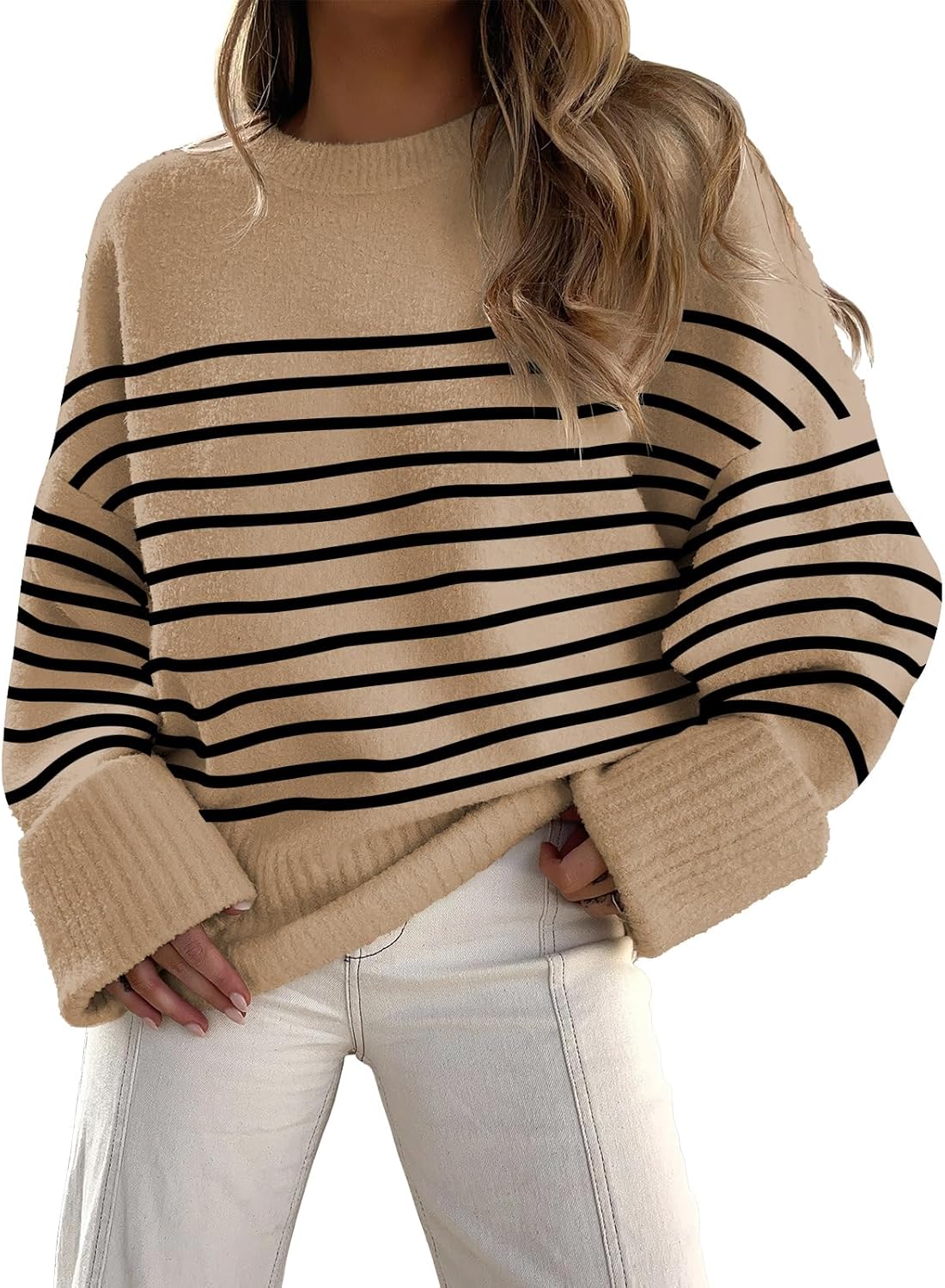 Oversized Women's Fuzzy Knit Sweater for Cozy Fall Outfits