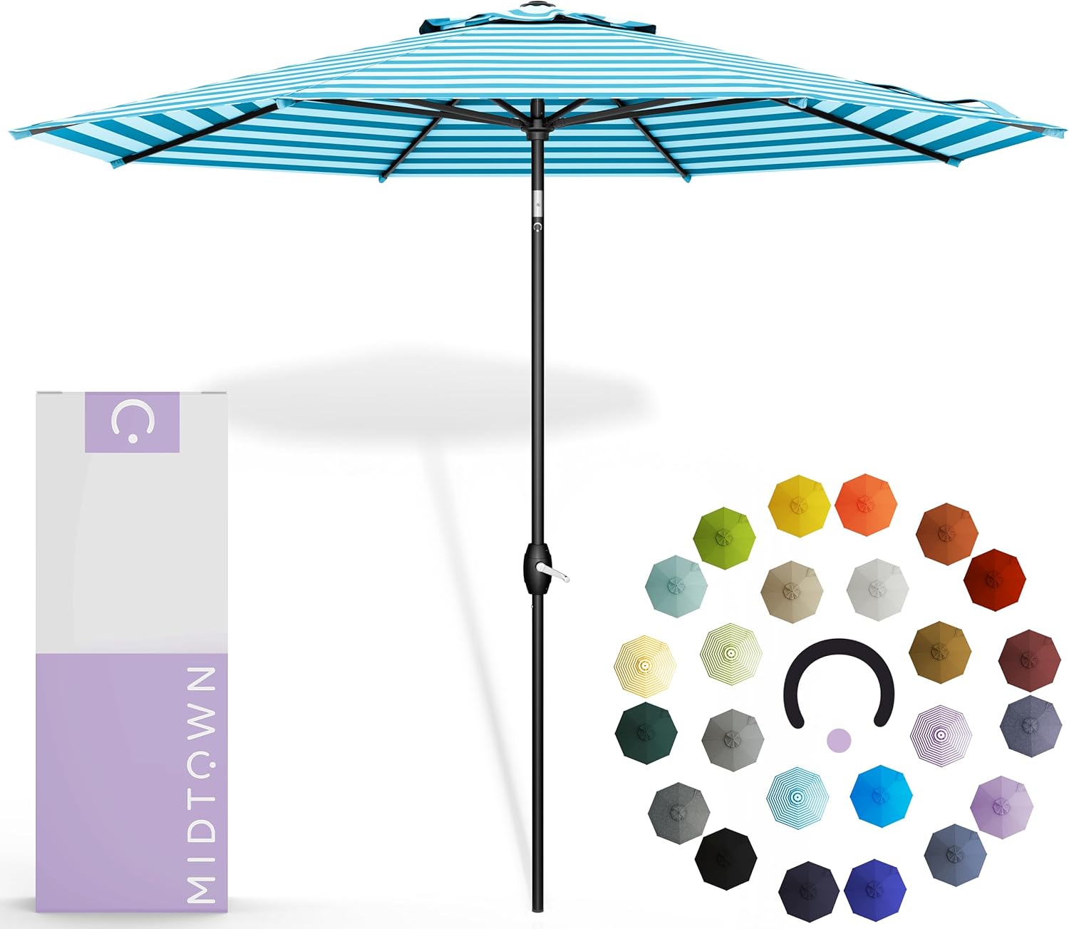 Midtown Umbrellas 8 Feet Outdoor Umbrella with Auto-Tilt Feature