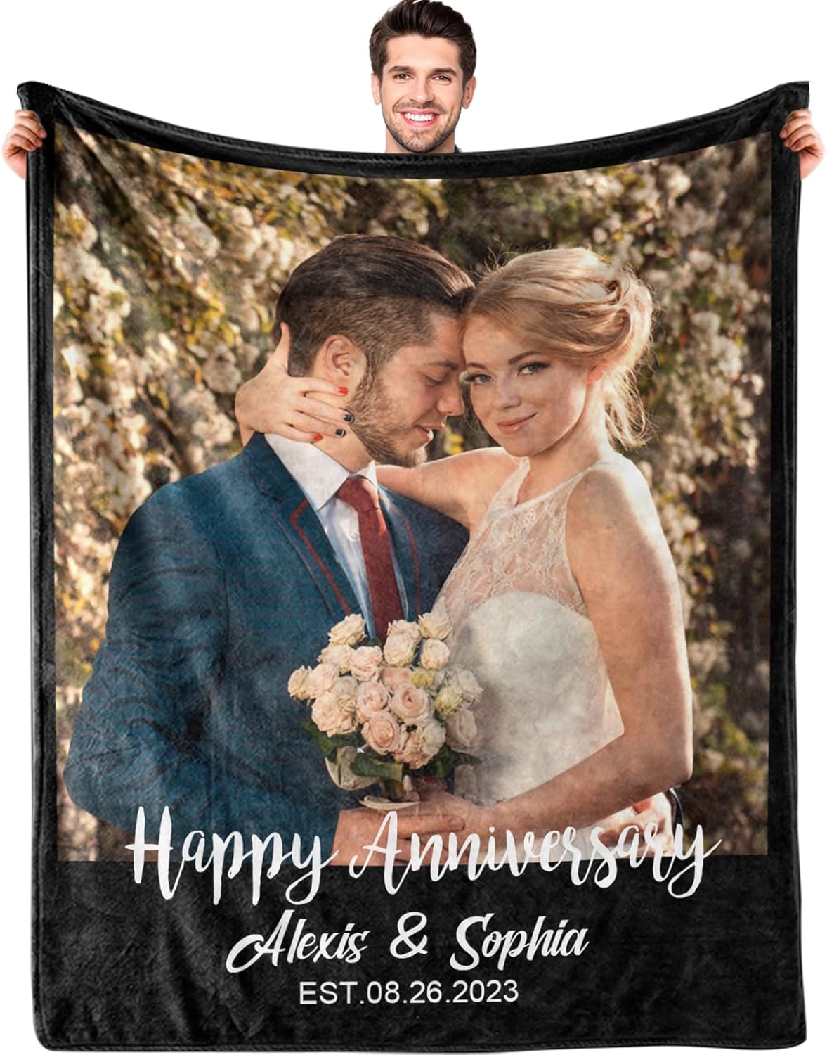 Custom Photo Blanket for Wife - Personalized Wedding Gift