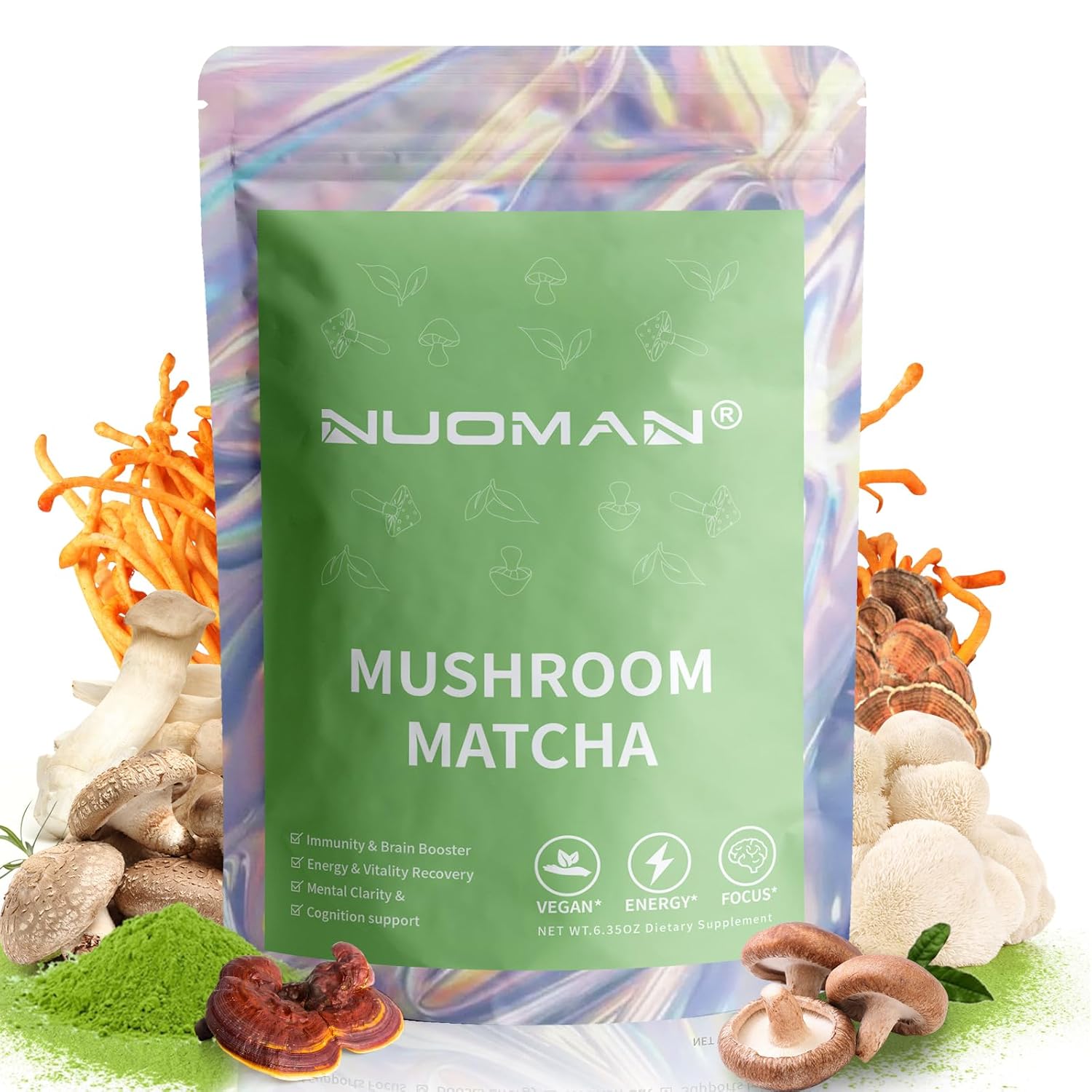 Mushroom Matcha Ceremonial Grade - 30 Servings for Natural Energy Boost!