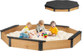 Wooden Octagon Sandbox 85in x 78in x 9in - Large Backyard Sandpit